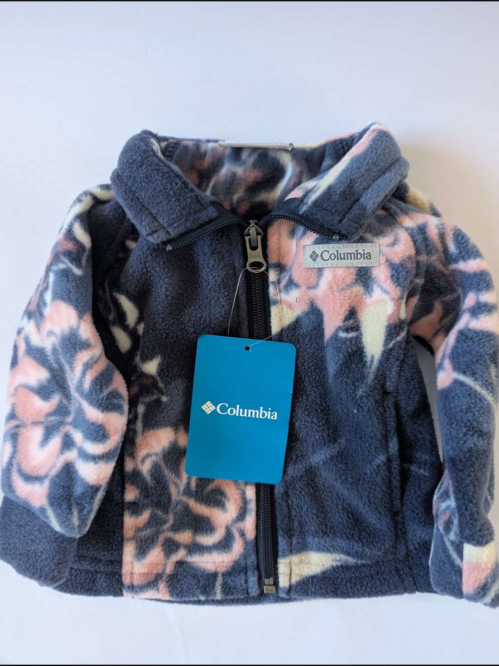 Baby 3-6 Months Columbia Navy & Pink Floral Fleece Jacket